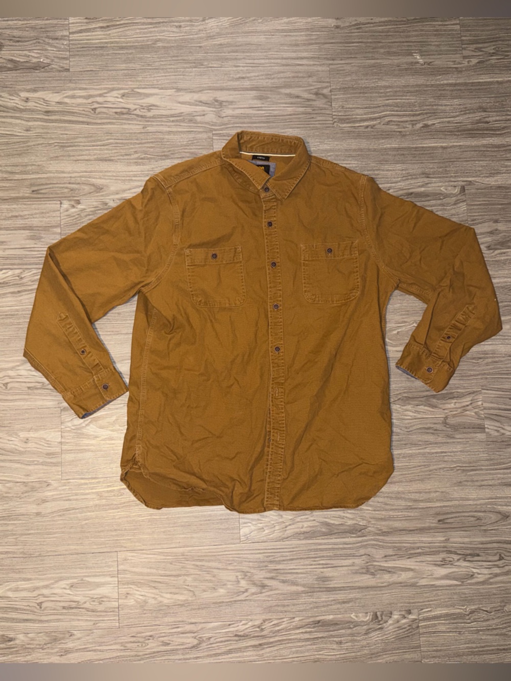 Lee Button Up Shirt Regular Fit Stretch Khaki 100% Cotton Men's Size XL